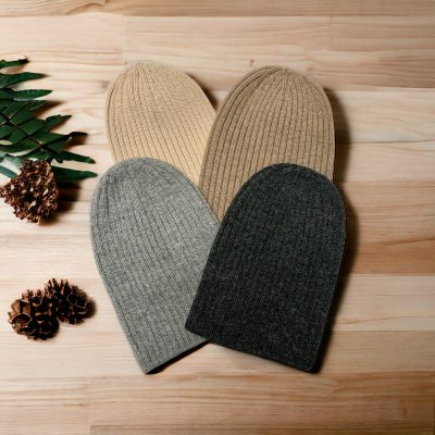 Ribbed Beanie Neutrals on wool alpaca wool