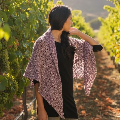 Spring lace shawl brunette side merino wool cotton