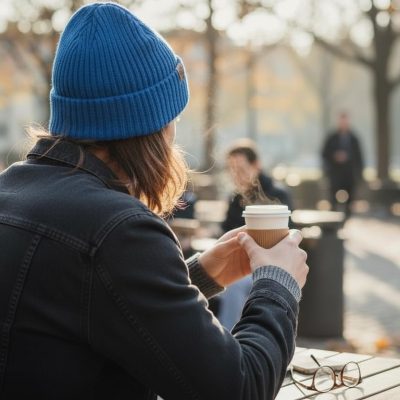 Wool Royal blue hat on Model merino wool