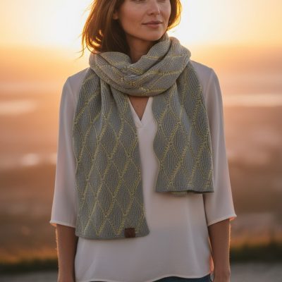 Butter and pearl gray wrap merino wool