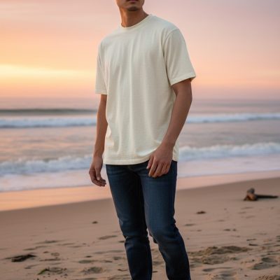 cotton tshirt on male model cotton wool alpaca