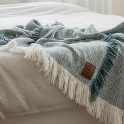 triad bed teal alpaca merino wool