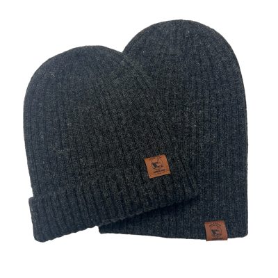 Ribbed Beanie Charcoal alpaca merino wool