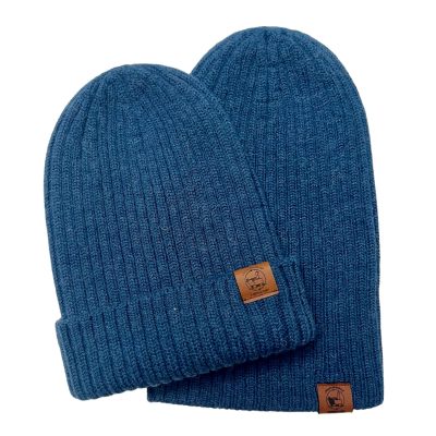 Ribbed Beanie Denim alpaca merino wool