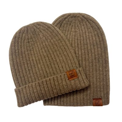 Ribbed Beanie Fawn Heather alpaca merino wool