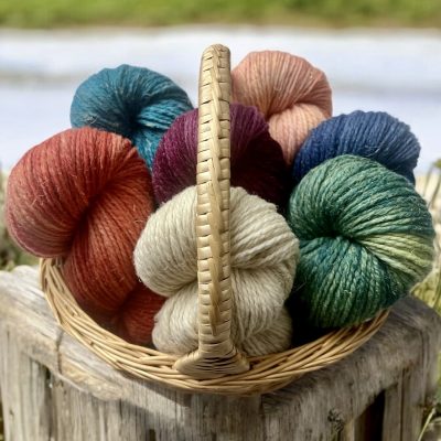 Basket collage merino wool and hemp