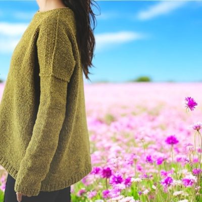 Easy Bulky Sweater flowers merino wool