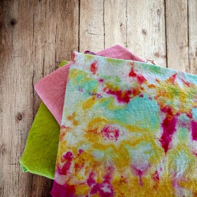 Ice Dye Hemp Wild flowers wool, cotton, hemp