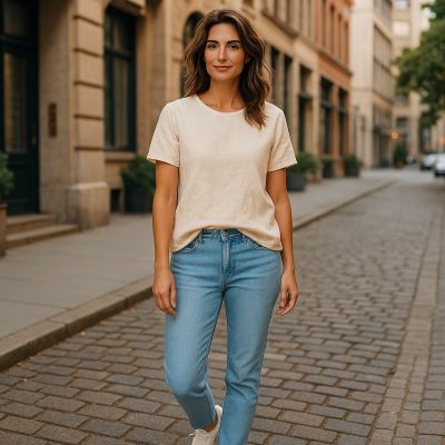 Top made with wool fabric merino wool