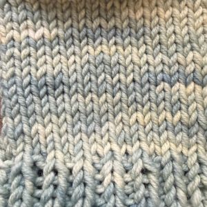 swatch for cowl vest stockinette and ribbing merino wool