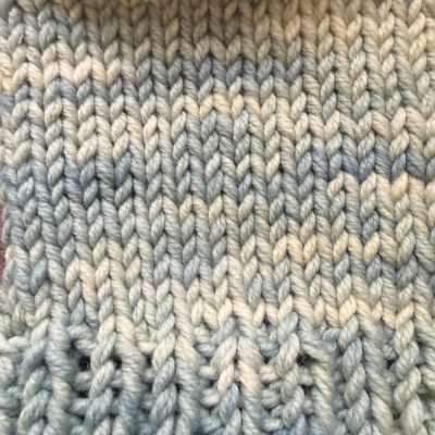 swatch for cowl vest stockinette and ribbing merino wool